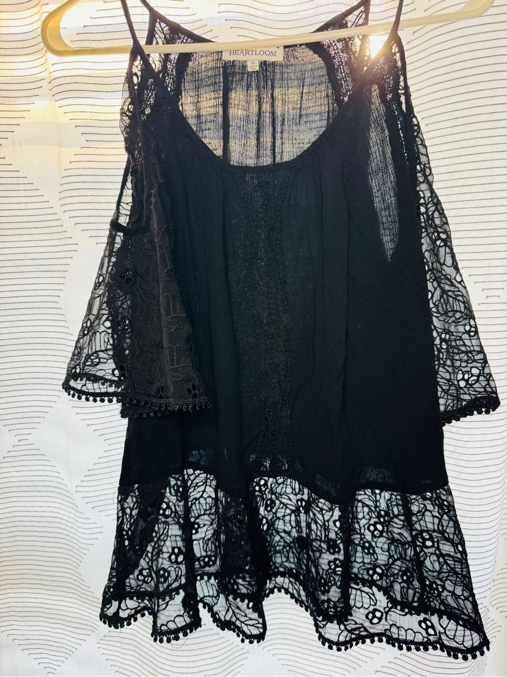 Heartloom Black Lace Cold-Shoulder Tunic
